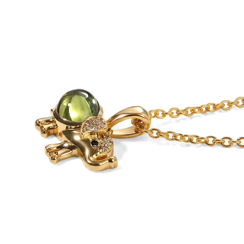 EVER TRUE AA Peridot, Schwarzer Spinell Anhänger mit Kette, ca. 50 cm ca. 1.05 ct