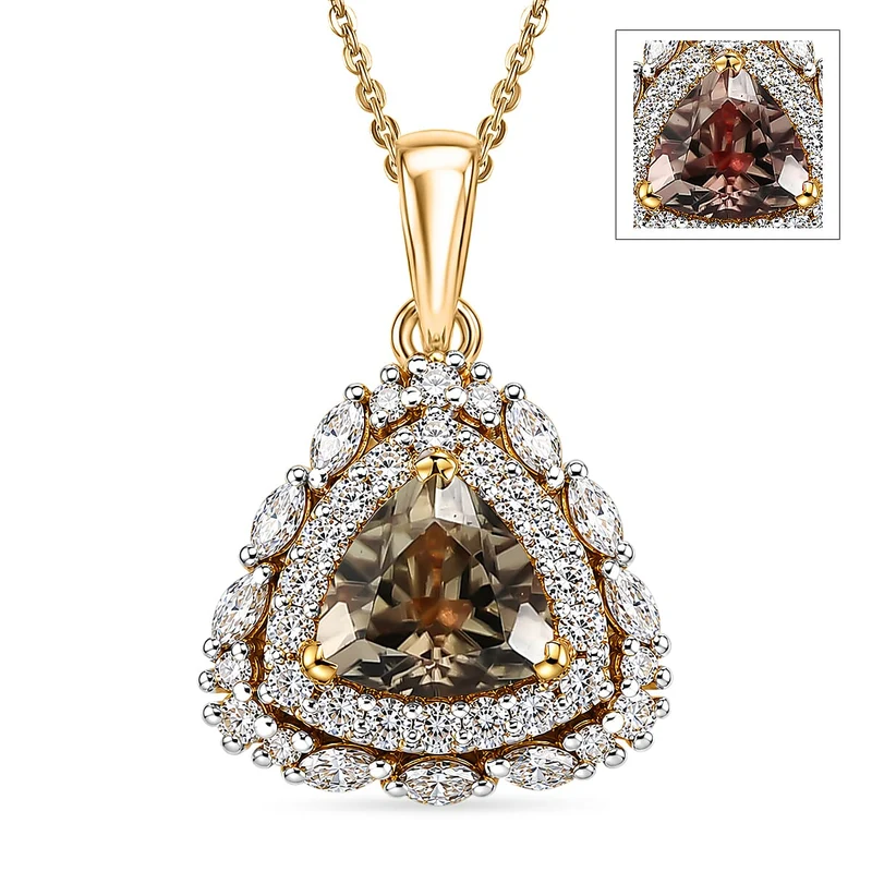 D'Joy AA Turkizit, Moissanit AGI zertifiziert Schmuckset (10-15 Werktage Lieferzeit) ca. 50 cm 925 Silber 750 Gelbgold vermeil ca. 2,24 ct.