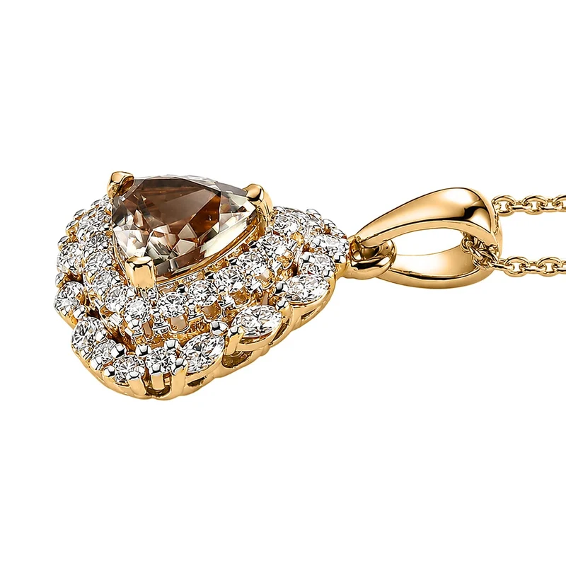 D'Joy AA Turkizit, Moissanit AGI zertifiziert Schmuckset (10-15 Werktage Lieferzeit) ca. 50 cm 925 Silber 750 Gelbgold vermeil ca. 2,24 ct.