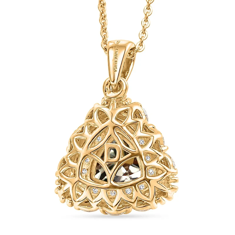 D'Joy AA Turkizit, Moissanit AGI zertifiziert Schmuckset (10-15 Werktage Lieferzeit) ca. 50 cm 925 Silber 750 Gelbgold vermeil ca. 2,24 ct.