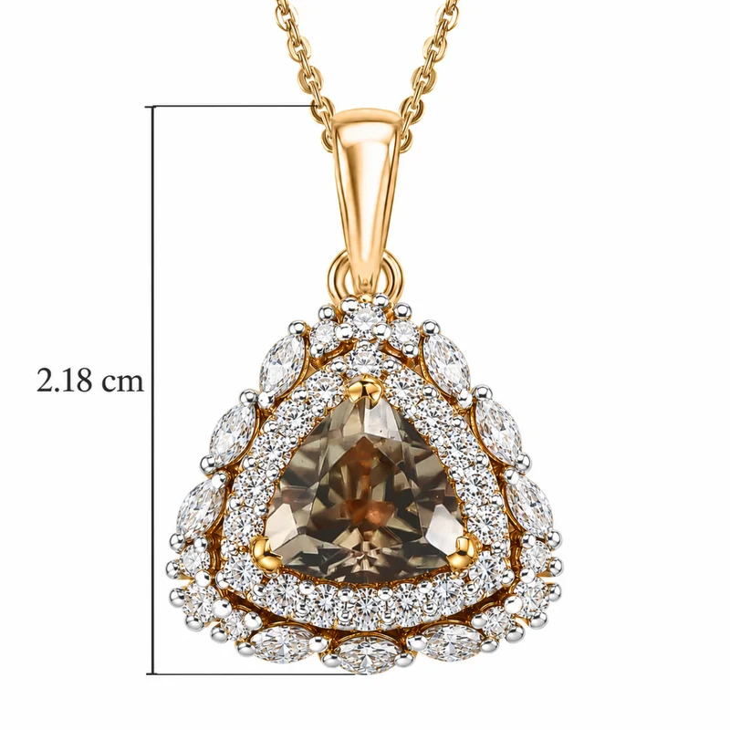 D'Joy AA Turkizit, Moissanit AGI zertifiziert Schmuckset (10-15 Werktage Lieferzeit) ca. 50 cm 925 Silber 750 Gelbgold vermeil ca. 2,24 ct.