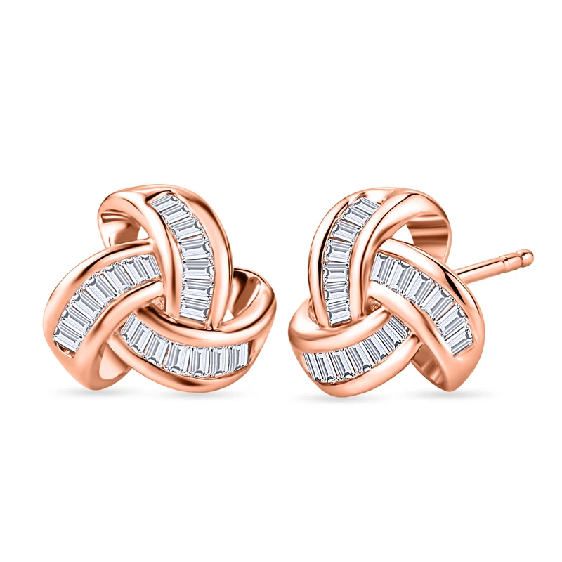 D'Joy Weißer Diamant Ohrringe 925 Silber 750 Roségold vermeil ca. 0.25 ct