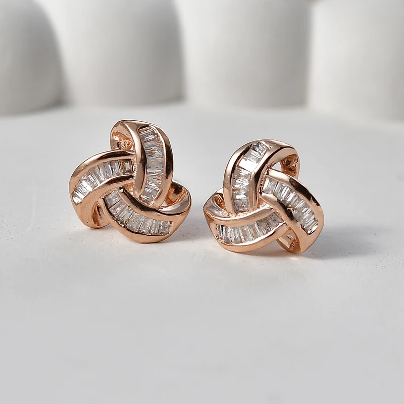 D'Joy Weißer Diamant Ohrringe 925 Silber 750 Roségold vermeil ca. 0.25 ct