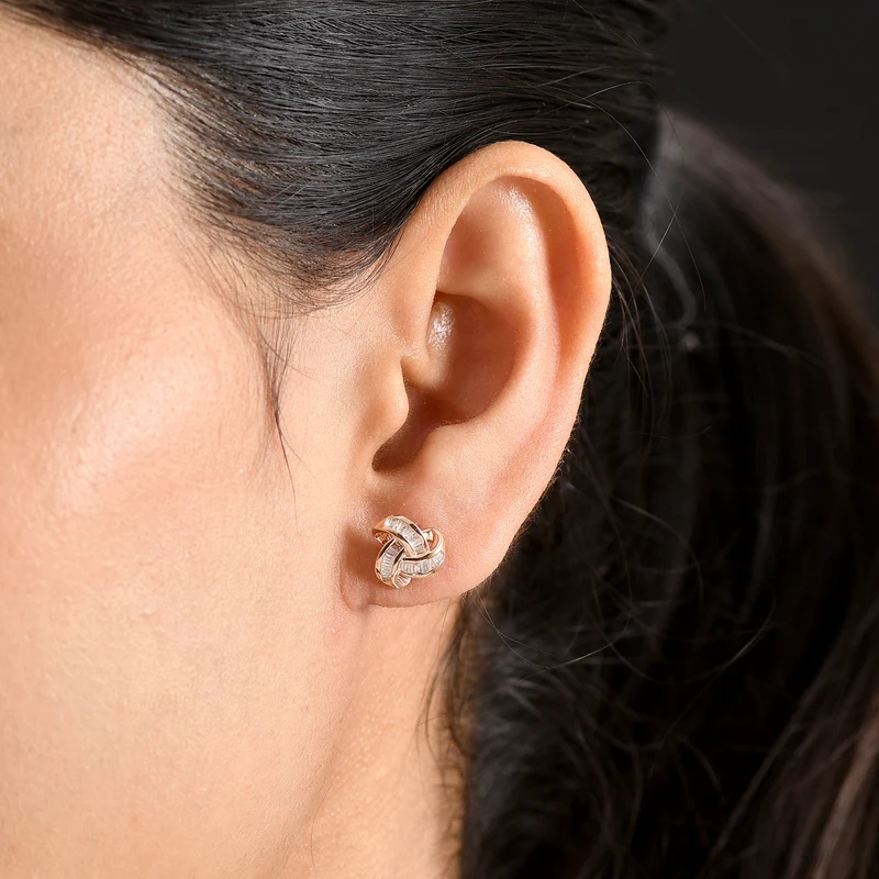 D'Joy Weißer Diamant Ohrringe 925 Silber 750 Roségold vermeil ca. 0.25 ct