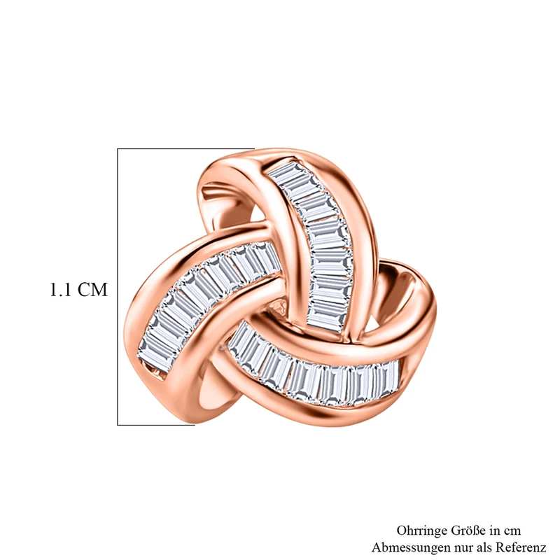 D'Joy Weißer Diamant Ohrringe 925 Silber 750 Roségold vermeil ca. 0.25 ct