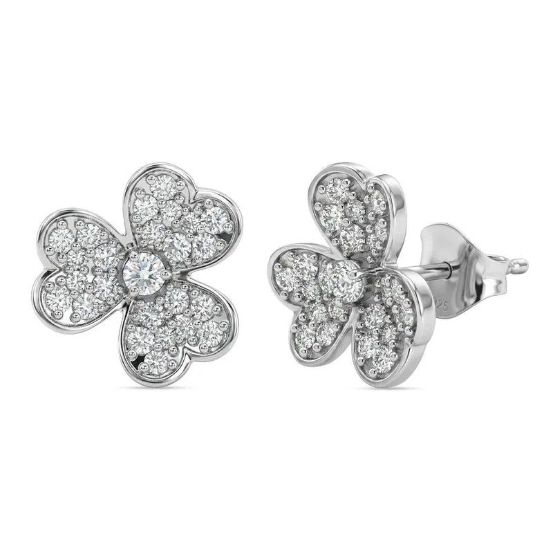 LUXURIANT (8-13 Werktage Lieferzeit) 0,74 ct. SI Labor Diamant Ohrringe, 925 Silber rhodiniert