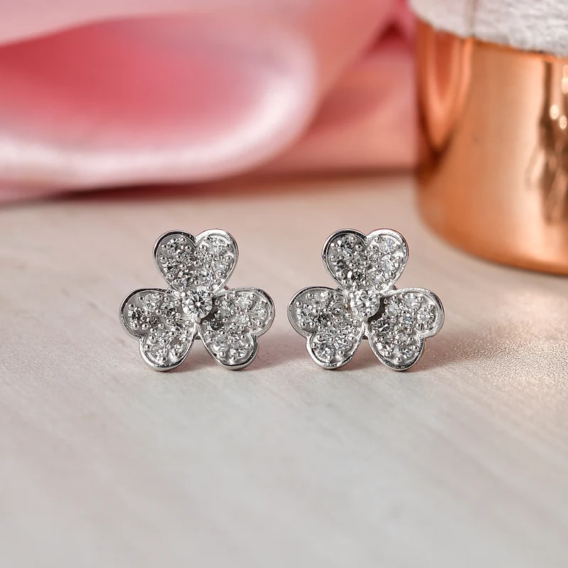 LUXURIANT (8-13 Werktage Lieferzeit) 0,74 ct. SI Labor Diamant Ohrringe, 925 Silber rhodiniert
