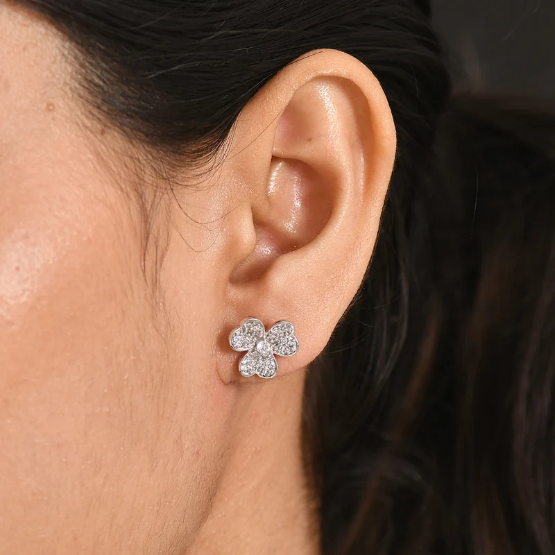 LUXURIANT (8-13 Werktage Lieferzeit) 0,74 ct. SI Labor Diamant Ohrringe, 925 Silber rhodiniert