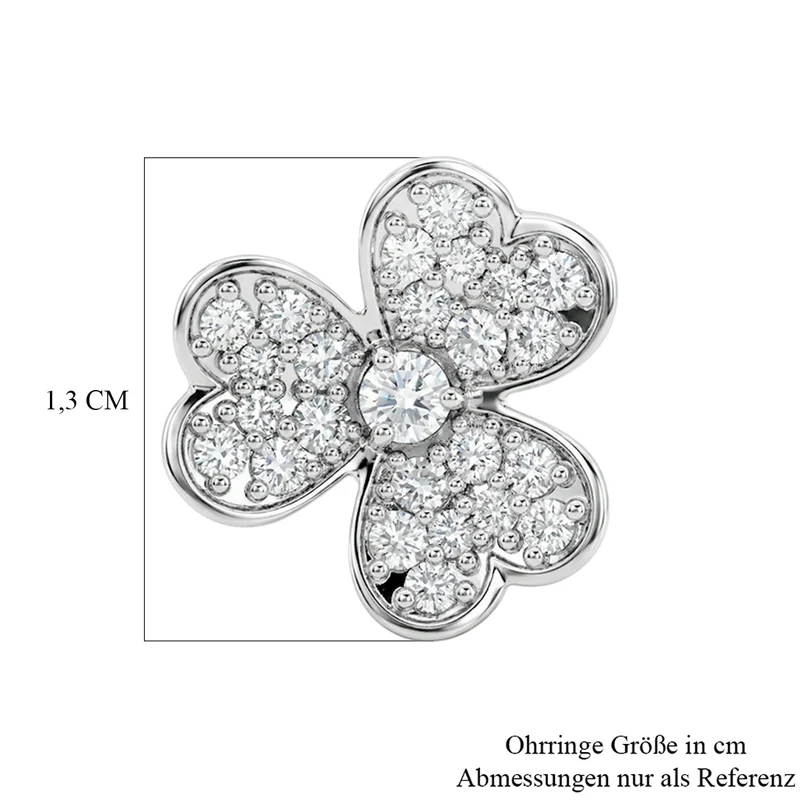 LUXURIANT (8-13 Werktage Lieferzeit) 0,74 ct. SI Labor Diamant Ohrringe, 925 Silber rhodiniert
