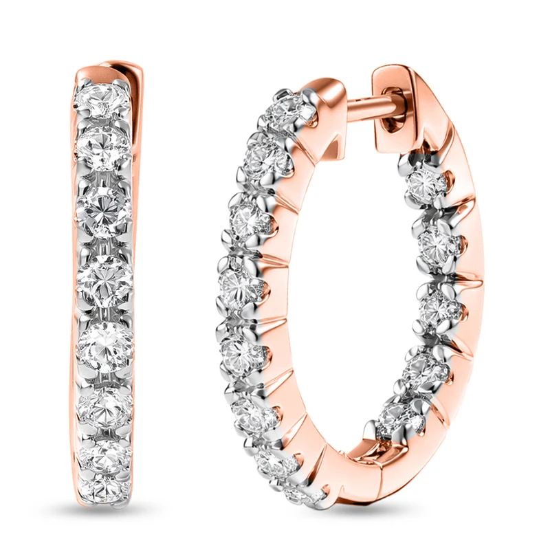 LUXURIANT (8-13 Werktage Lieferzeit) 1 ct. SI-GH Labor Diamant Ohrringe, 925 Silber 750 Gelbgold Vermeil