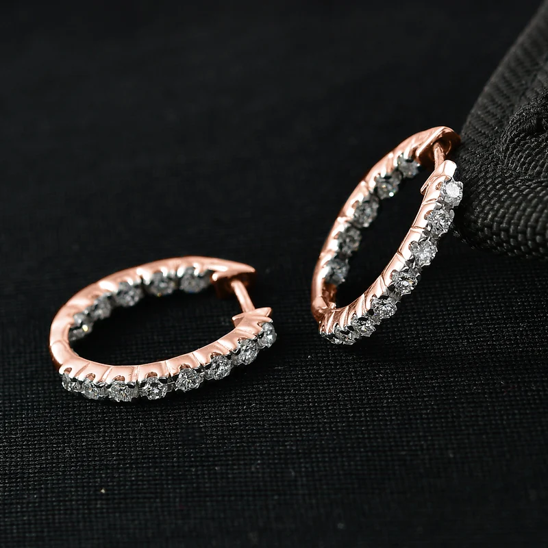 LUXURIANT (8-13 Werktage Lieferzeit) 1 ct. SI-GH Labor Diamant Ohrringe, 925 Silber 750 Gelbgold Vermeil