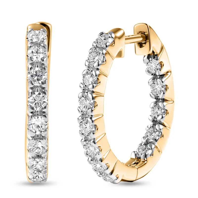 LUXURIANT (8-13 Werktage Lieferzeit) 1 ct. SI-GH Labor Diamant Ohrringe, 925 Silber 750 Gelbgold Vermeil