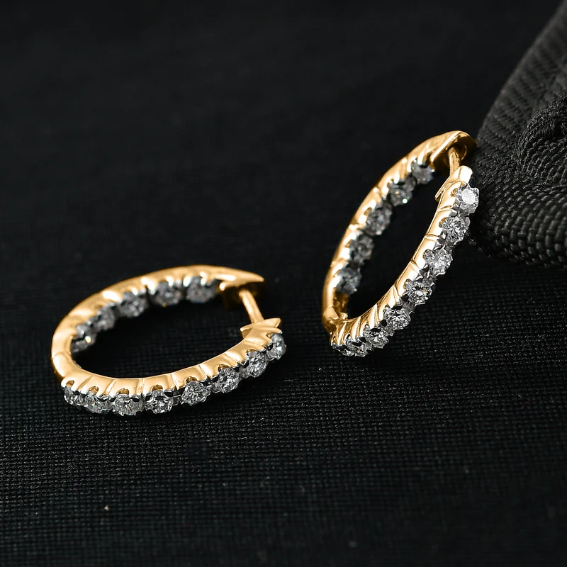 LUXURIANT (8-13 Werktage Lieferzeit) 1 ct. SI-GH Labor Diamant Ohrringe, 925 Silber 750 Gelbgold Vermeil