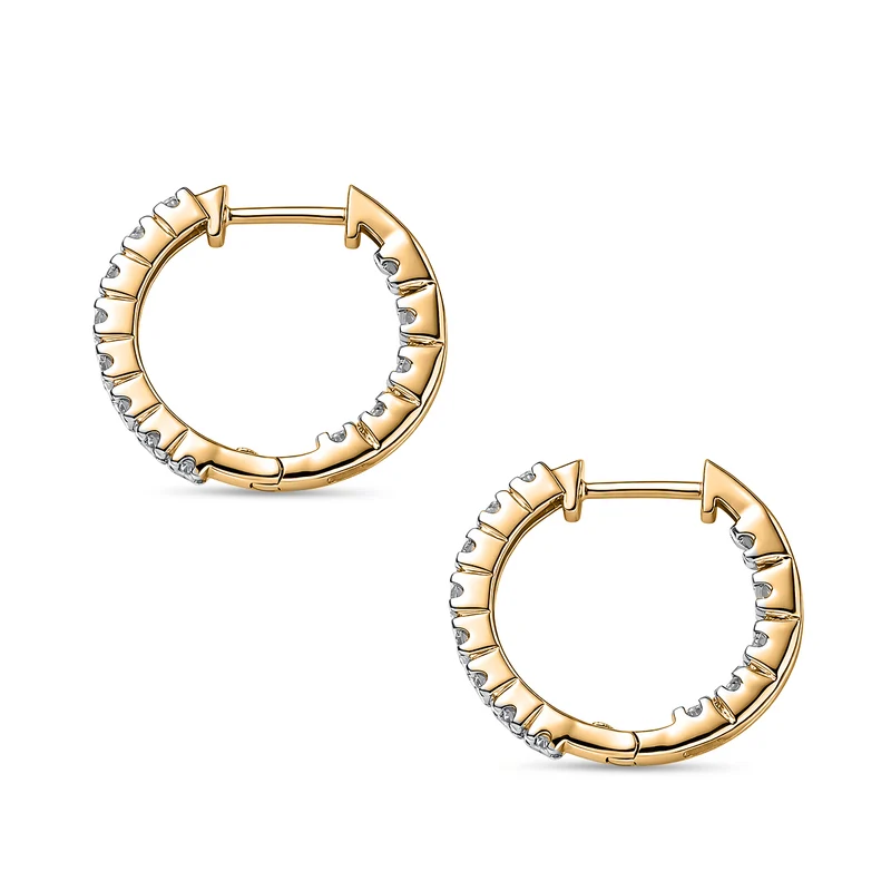 LUXURIANT (8-13 Werktage Lieferzeit) 1 ct. SI-GH Labor Diamant Ohrringe, 925 Silber 750 Gelbgold Vermeil