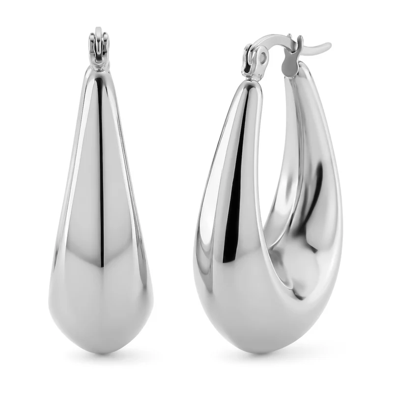 Tropfendesign Ohrringe, 316L Edelstahl Reiner Edelstahl, Silberfarben