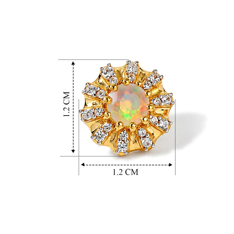 D'Joy AA Natürlicher, äthiopischer Welo Opal, Weißer Zirkon Ohrringe 925 Silber 585 Vergoldet ca. 1.13 ct
