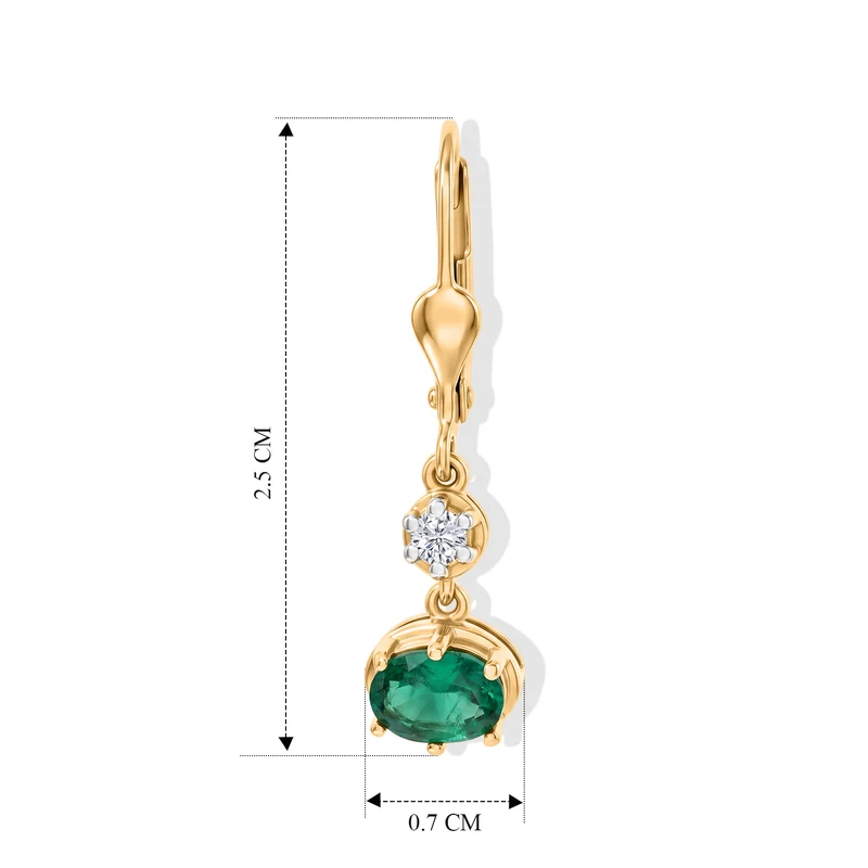 D'Joy Smaragd-Quarz Triplette, Weißer Zirkon Ohrringe 925 Silber 750 Vergoldet ca. 1.43 ct