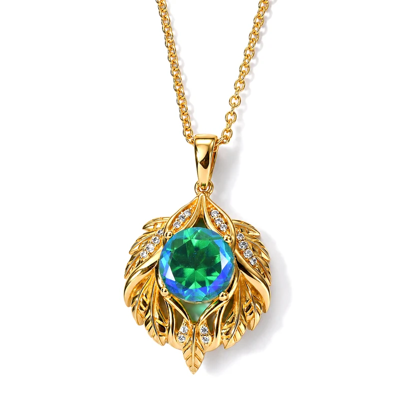 EVER TRUE Pfau Quarz Triplette, Weißer Zirkon Schmuckset ca. 50 cm ca. 3,78 ct.