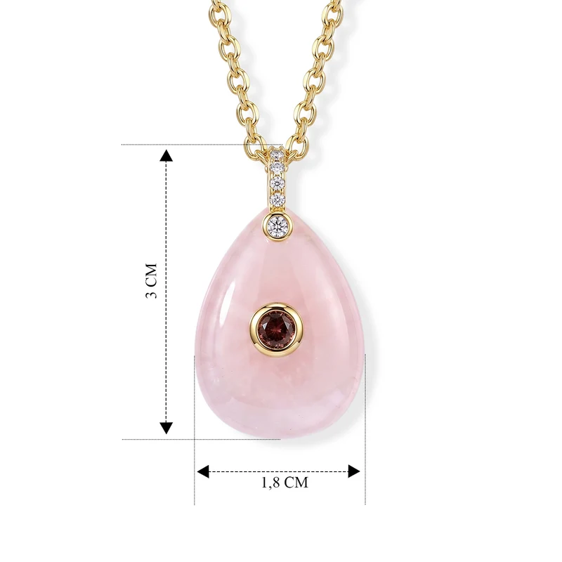 Amazonit, Kristall und Zirkonia Anhänger mit 50cm Kette, Messing - 20 ct.