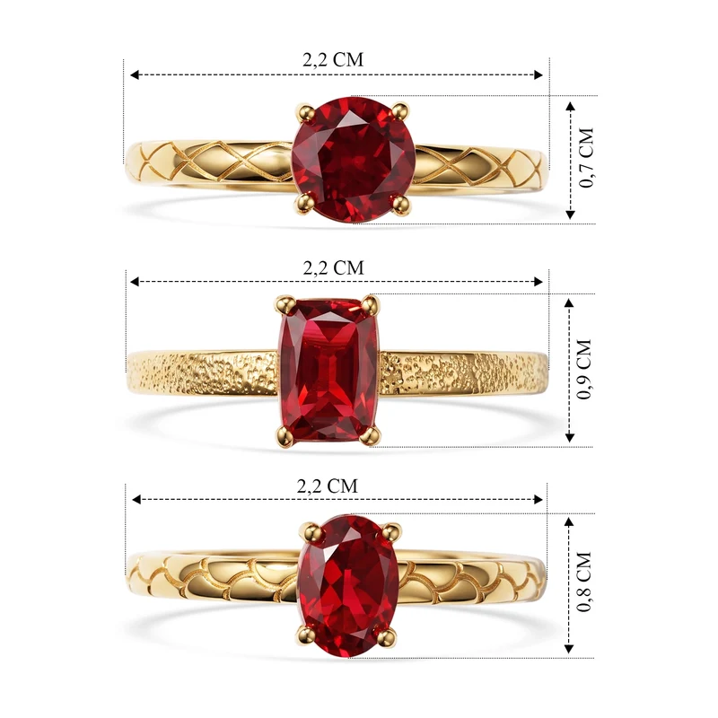 EverTrue Rubin Feuer Triplett Quarz Ringe - 3,21 ct.