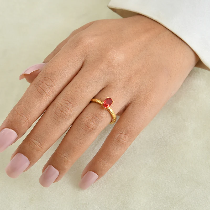 EverTrue Rubin Feuer Triplett Quarz Ringe - 3,21 ct.