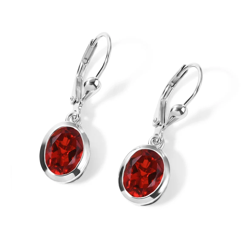 D'Joy Rubin-Feuer-Triplett-Quarz Ohrringe 925 Silber Platiniert ca. 4.37 ct