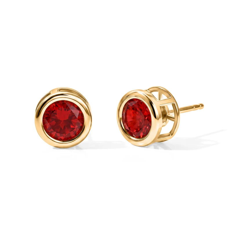 D'Joy Rubin Feuer Triplett Quarz, Ohrringe 925 Silber 750 vergoldet - 3,14 ct.