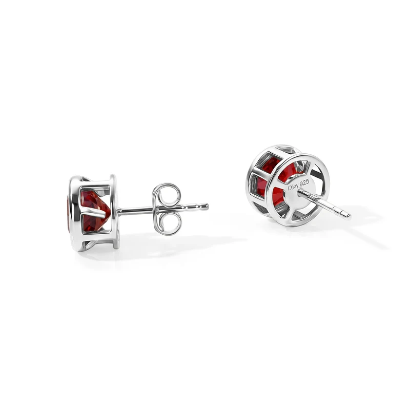 D'Joy Rubin Feuer Triplett Quarz, Ohrringe 925 Silber 750 vergoldet - 3,14 ct.