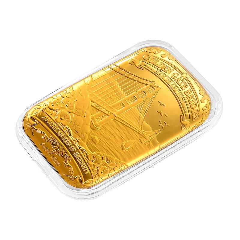 999er Goldfolie mit Golden Gate Bridge San Francisco-Motiv, 2,6x4cm, 10mg