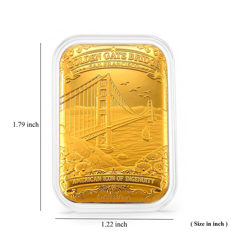 999er Goldfolie mit Golden Gate Bridge San Francisco-Motiv, 2,6x4cm, 10mg
