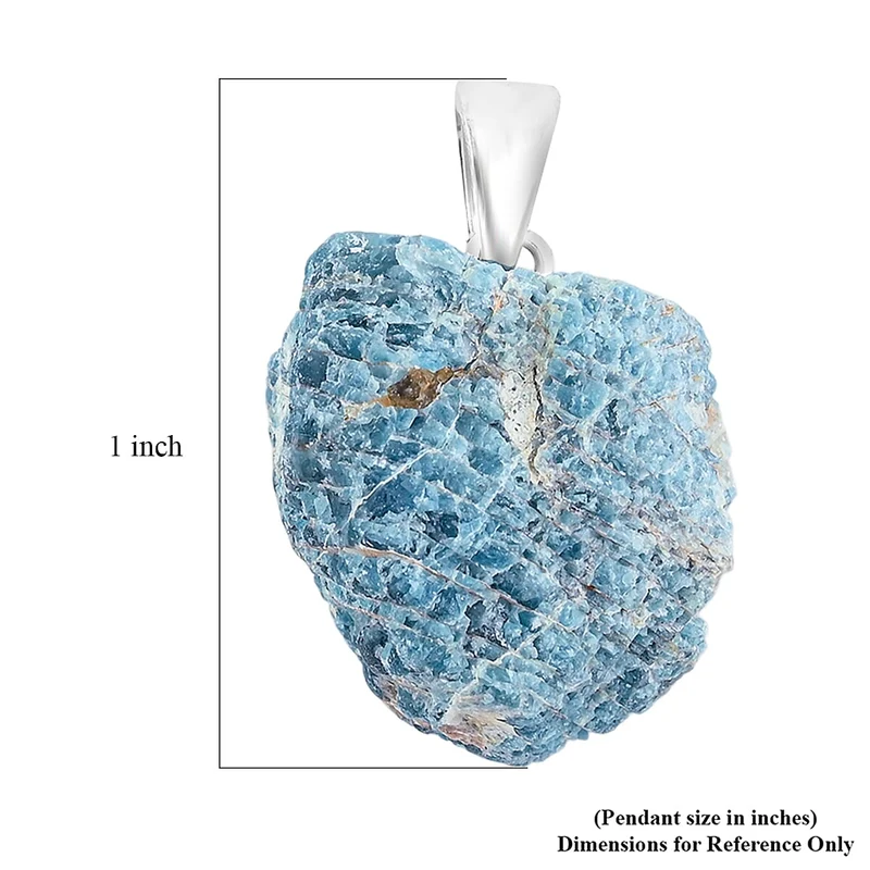 Apatit Anhänger mit Kette, ca. 50 cm Nickelfreies Messing Silber ca. 52.00 ct