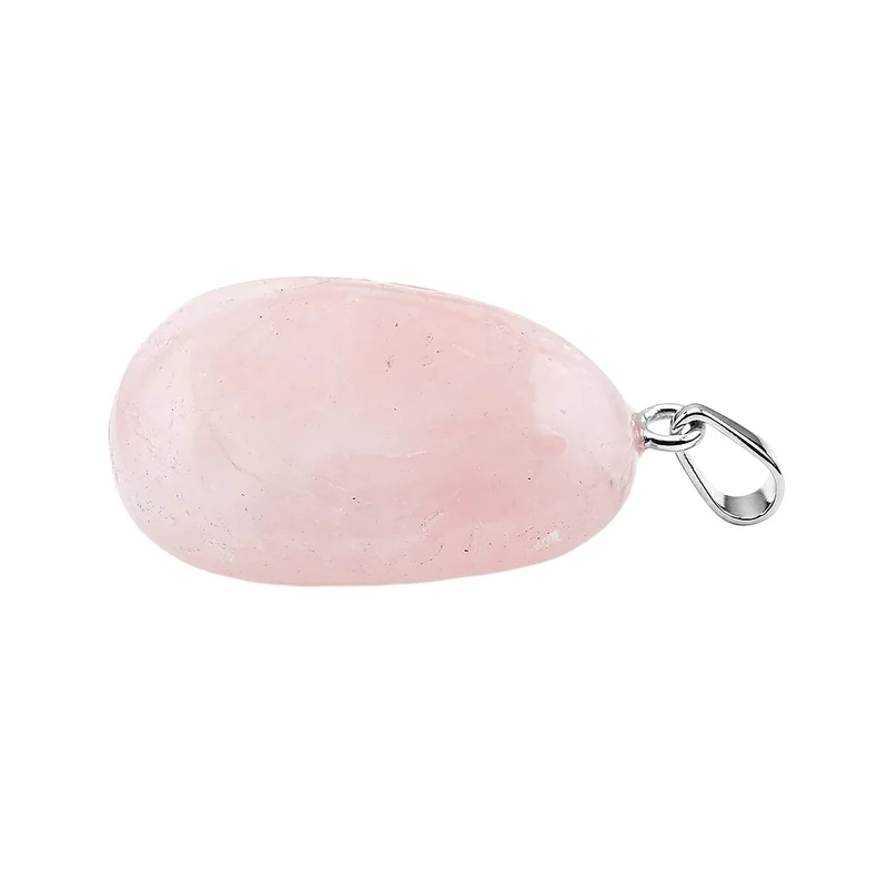 Rosenquarz Anhänger mit Kette, ca. 50 cm Nickelfreies Messing Silber ca. 42.00 ct