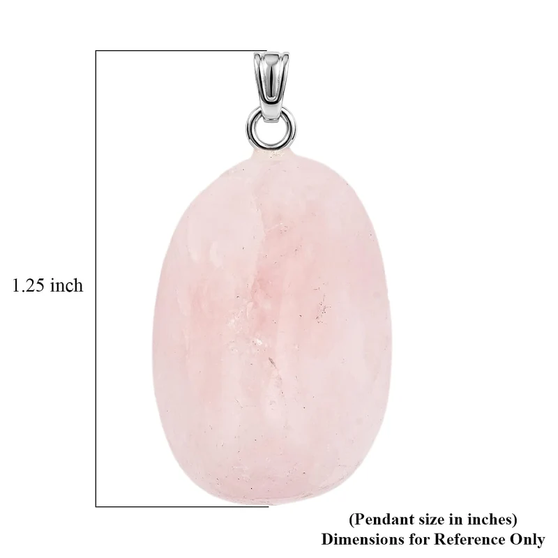 Rosenquarz Anhänger mit Kette, ca. 50 cm Nickelfreies Messing Silber ca. 42.00 ct