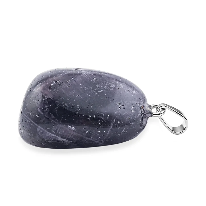 Lepidolith Anhänger mit Kette, ca. 50 cm Nickelfreies Messing Silber ca. 42.00 ct