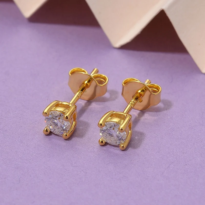 RADIANTA GRA zertifiziert Moissanit (D-VVS) Ohrringe 925 Silber vergoldet ca. 0.48 ct