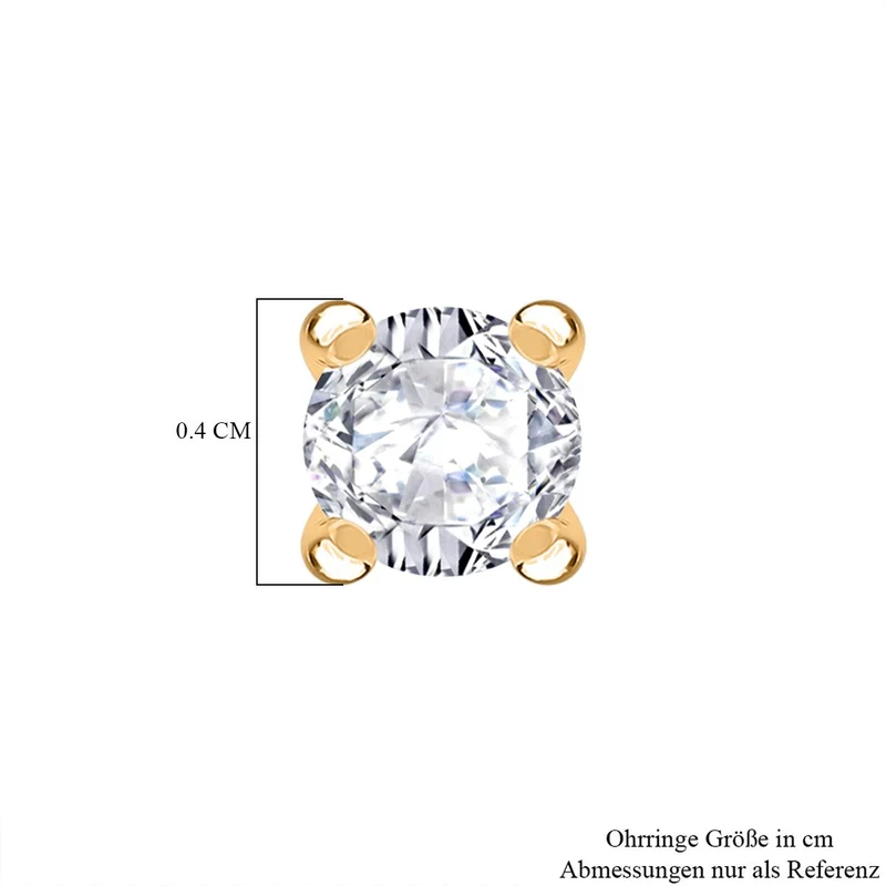 RADIANTA GRA zertifiziert Moissanit (D-VVS) Ohrringe 925 Silber vergoldet ca. 0.48 ct