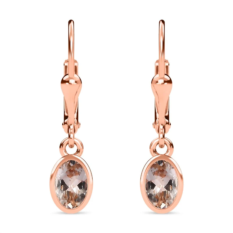 AA Morganit Ohrringe 925 Silber 750 Roségold Vermeil ca. 0,91 ct.