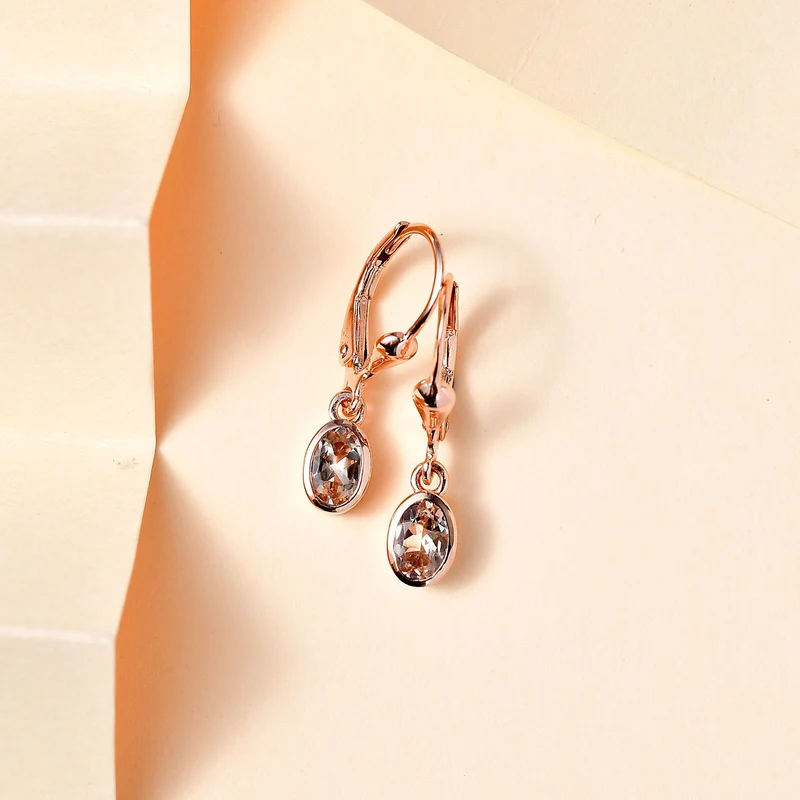 AA Morganit Ohrringe 925 Silber 750 Roségold Vermeil ca. 0,91 ct.