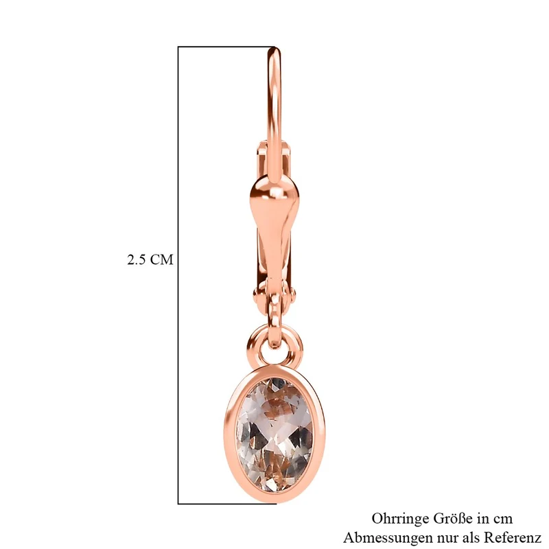AA Morganit Ohrringe 925 Silber 750 Roségold Vermeil ca. 0,91 ct.