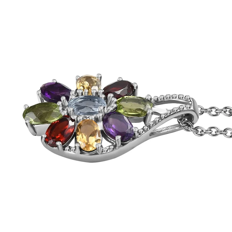 5er Set- Mehrfarbiger Ring, Armband, Ohrringe und Anhänger mit Kette, Schmuckset, Größe (16.00), Edelstahl ca. 22.40 ct