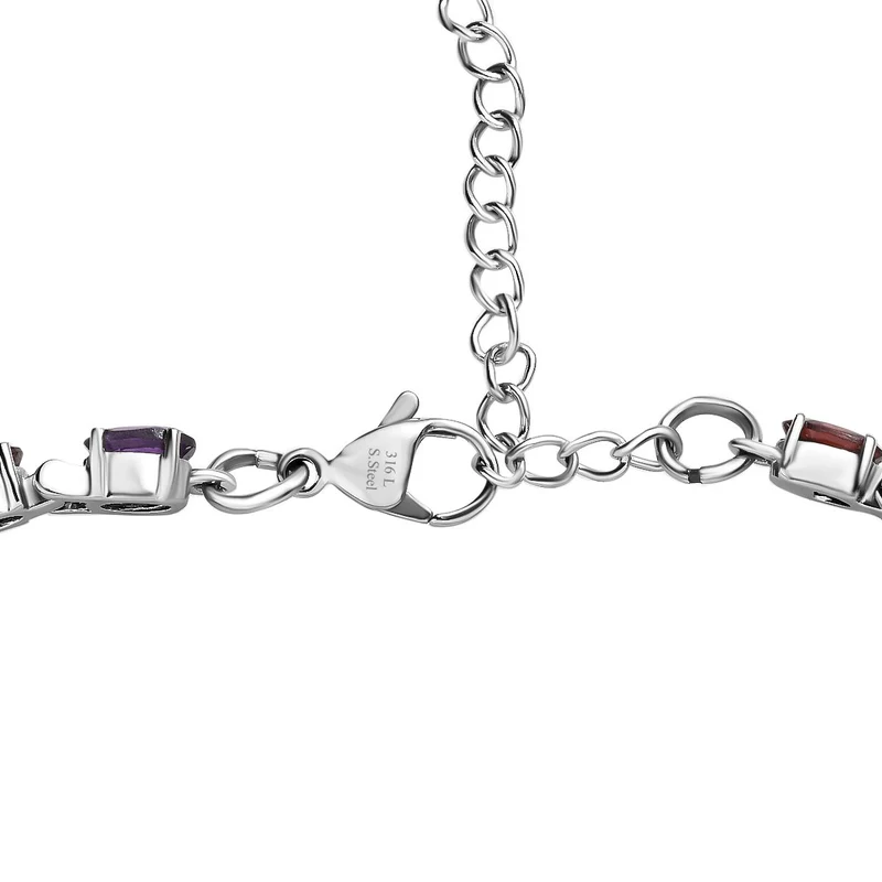 5er Set- Mehrfarbiger Ring, Armband, Ohrringe und Anhänger mit Kette, Schmuckset, Größe (16.00), Edelstahl ca. 22.40 ct