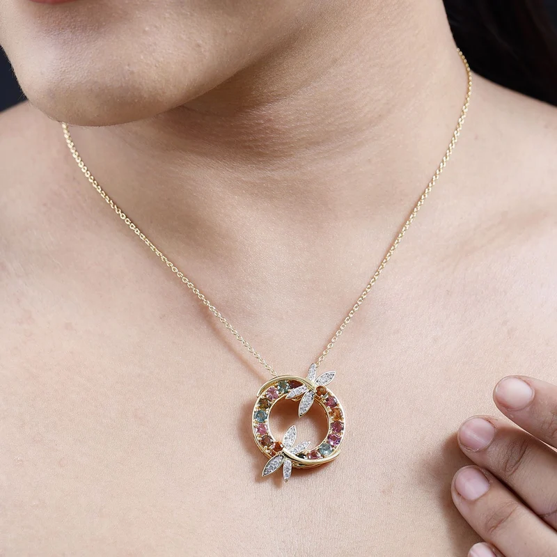 AA Mehrfach-Turmalin, Citrin Schmuckset 925 Silber Gelbgold Vermeil ca. 4,15 ct.