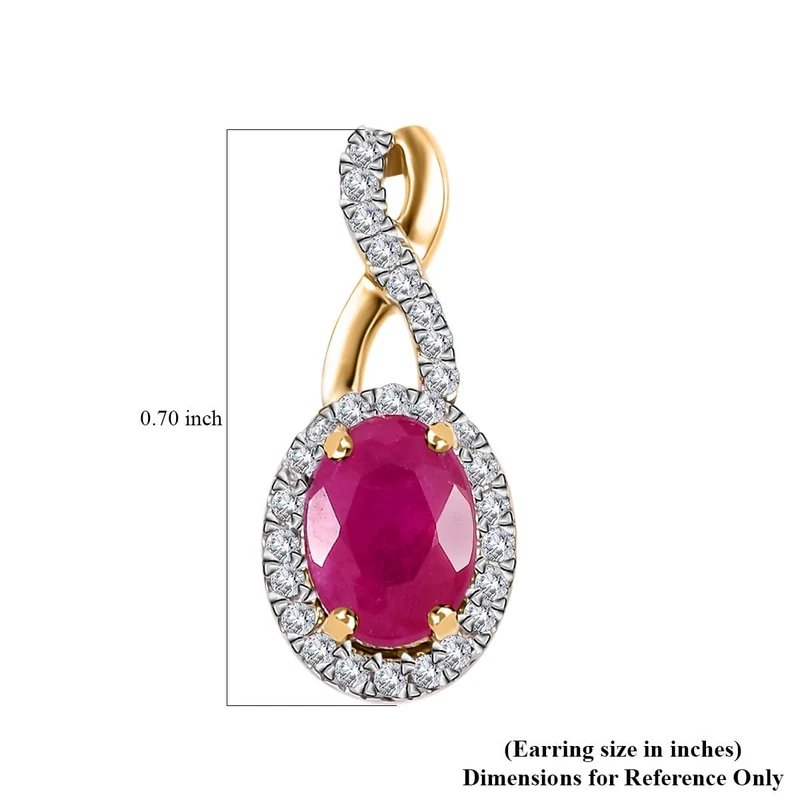 AAA Taveta-Rubin, Weißer Diamant Ohrringe 417 Gold ca. 2,53 ct.