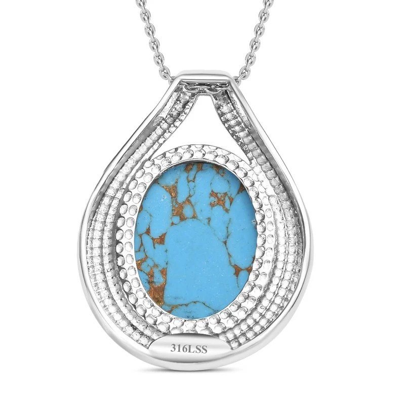 Blaues Türkis Schmuckset Edelstahl ca. 18.00 ct