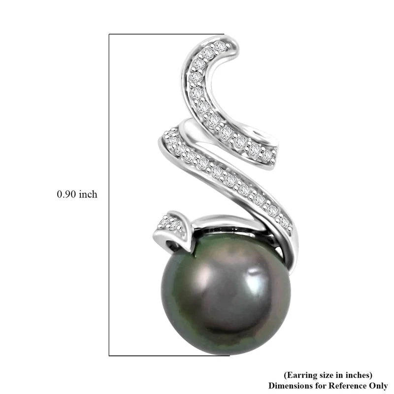 AAA Tahiti Perle (8.5-9 mm), Weißer Diamant Ohrringe 750 Gold