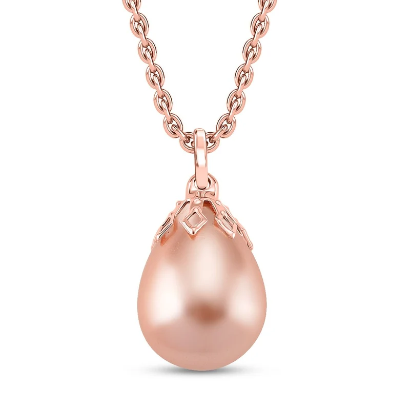 3er Set - Goldene Muschelkernperle Anhänger mit Kette und Ohrringe, Messing und Edelstahl