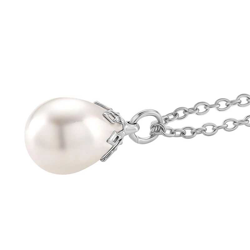 3er Set - Goldene Muschelkernperle Anhänger mit Kette und Ohrringe, Messing und Edelstahl