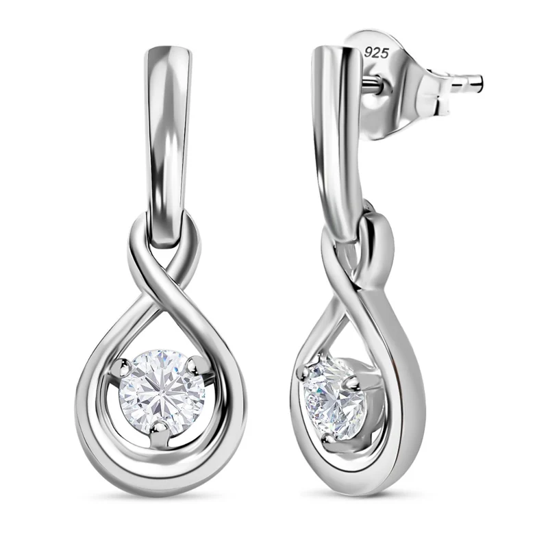 Moissanit Ohrringe, 925 Silber platiniert - 0,46 ct.