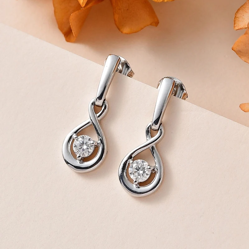 Moissanit Ohrringe, 925 Silber platiniert - 0,46 ct.
