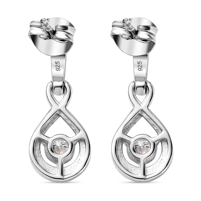 Moissanit Ohrringe, 925 Silber platiniert - 0,46 ct.